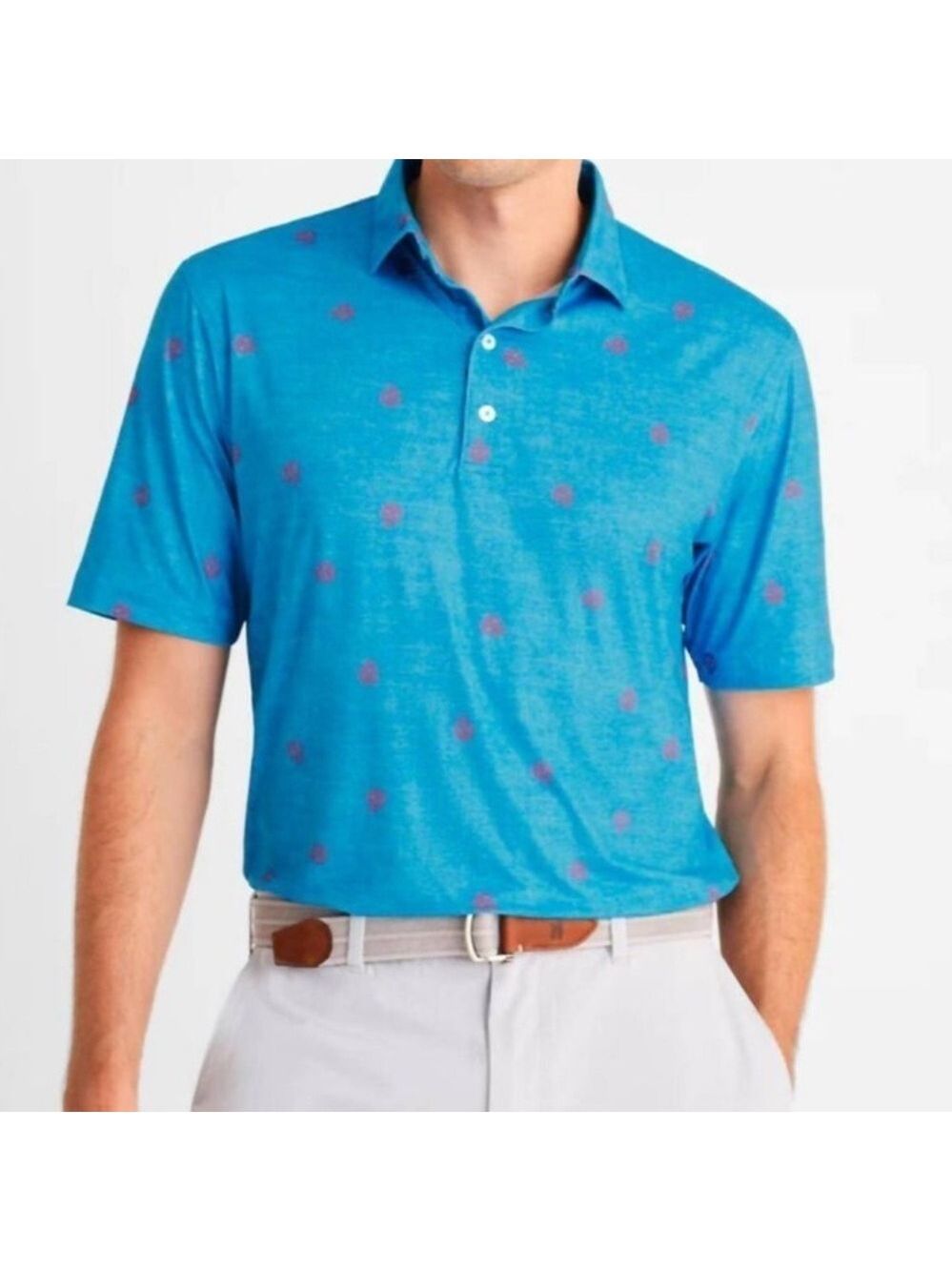 Johnnie-O Shirt Men's XL Featherweight Golf Performance Polo Skull Print UPF50